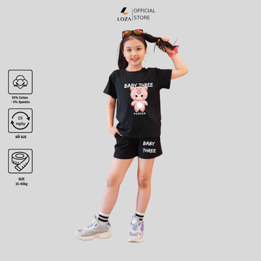 Bộ đồ bé gái in hình 'Baby three V3' - Loza Kids BD010_thumbnail_5