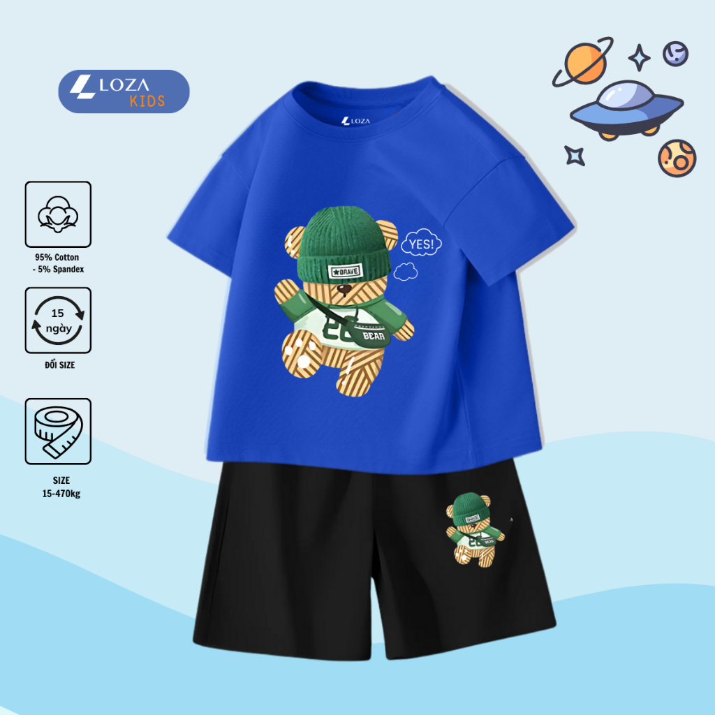 Bộ đồ bé trai in hình 