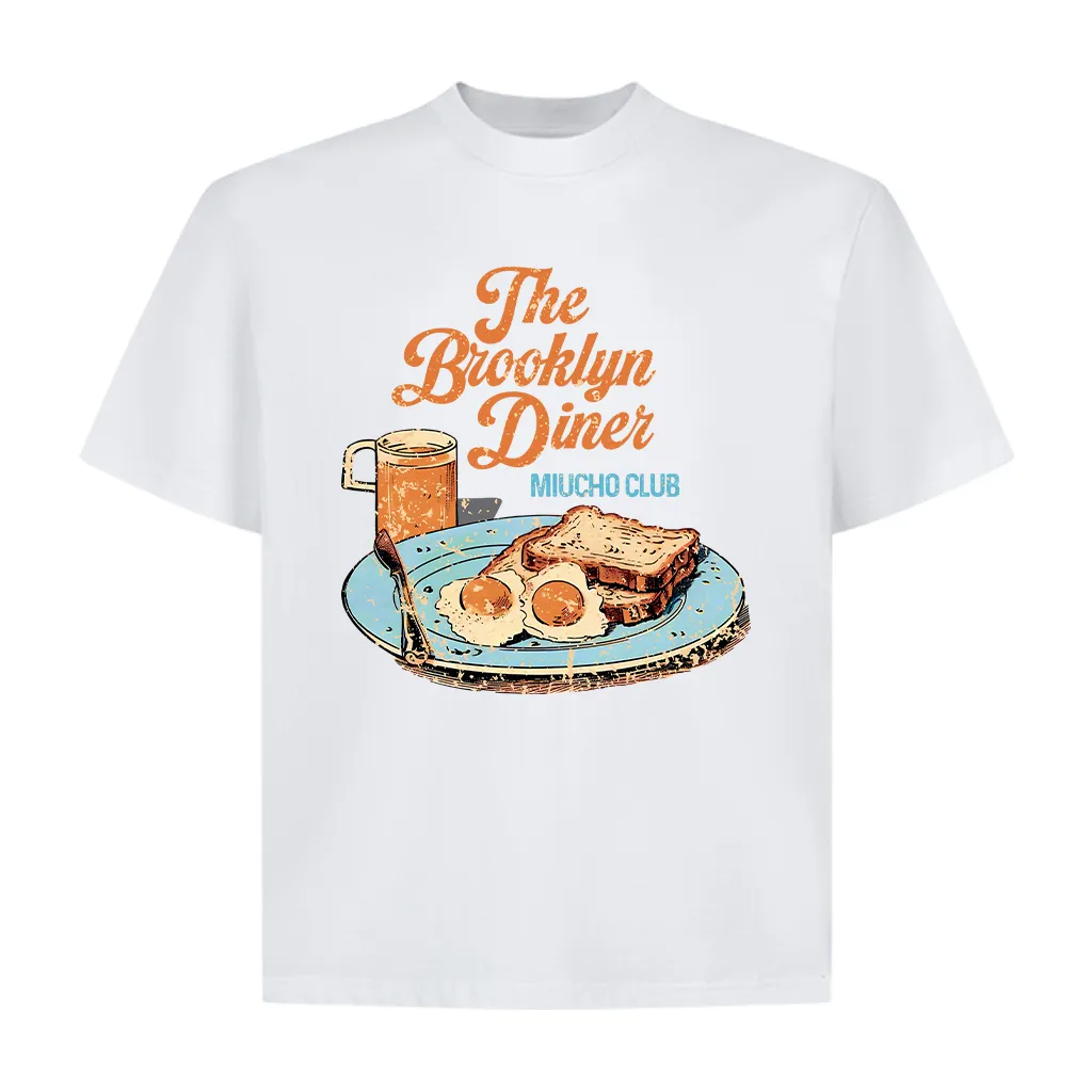 Áo thun boxy The Brooklyn Diner 2562 Miucho vải cotton thoáng mát đủ size đủ màu dễ phối đồ in mix