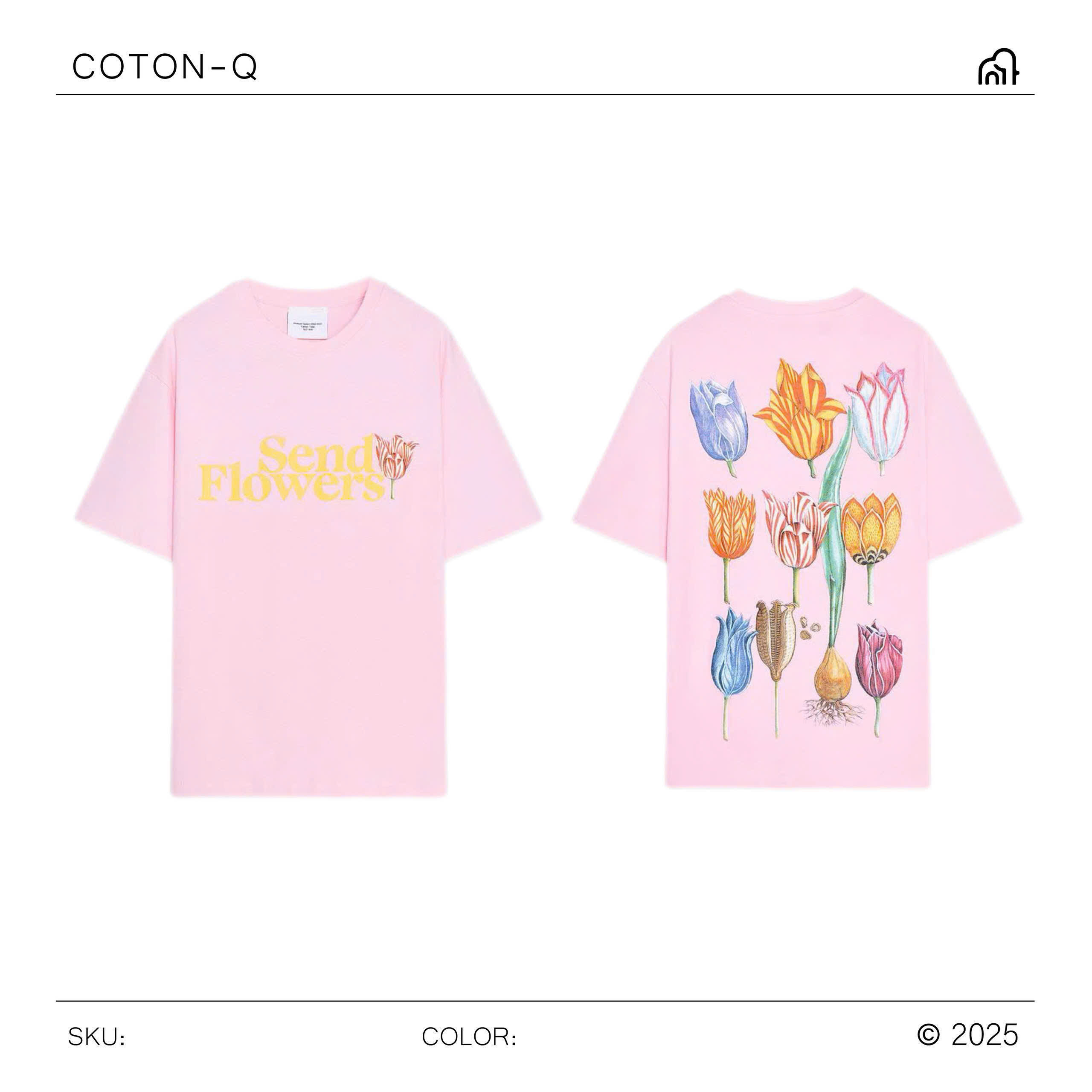 HA577 - Áo thun hồng nhạt in chữ hoa sau