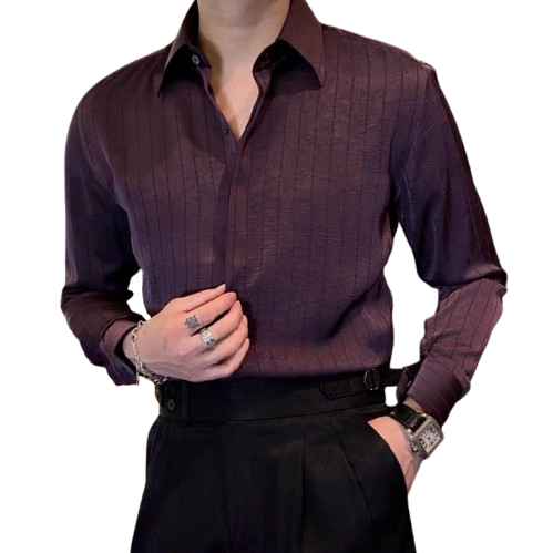 Sơ Mi Sọc Lụa Chìm Cổ Dấu Khuy_thumbnail_2