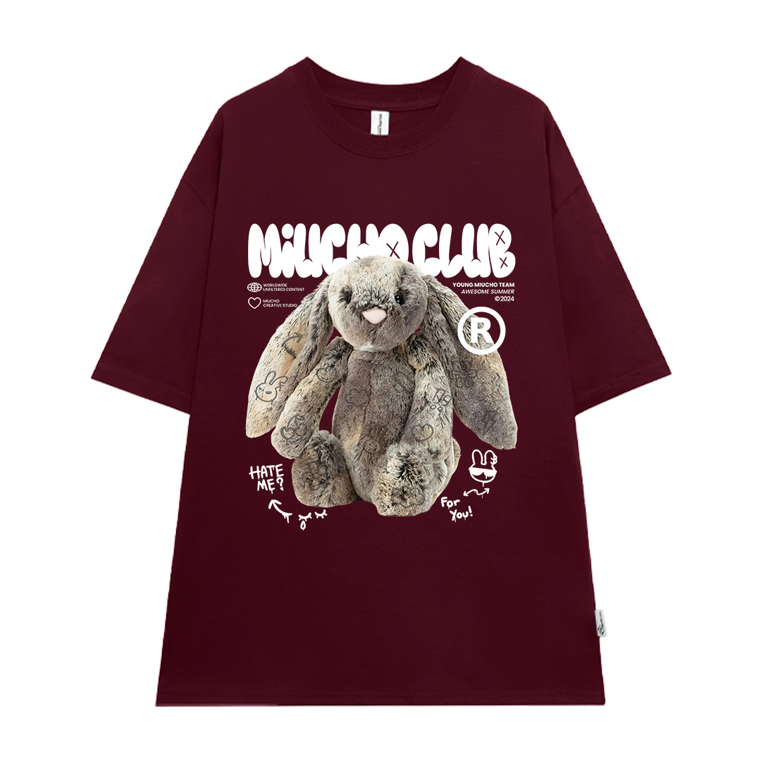 Áo thun thỏ Bunny form rộng local brand ATD1254 Miucho tay ngắn cổ tròn in mix_thumbnail_19