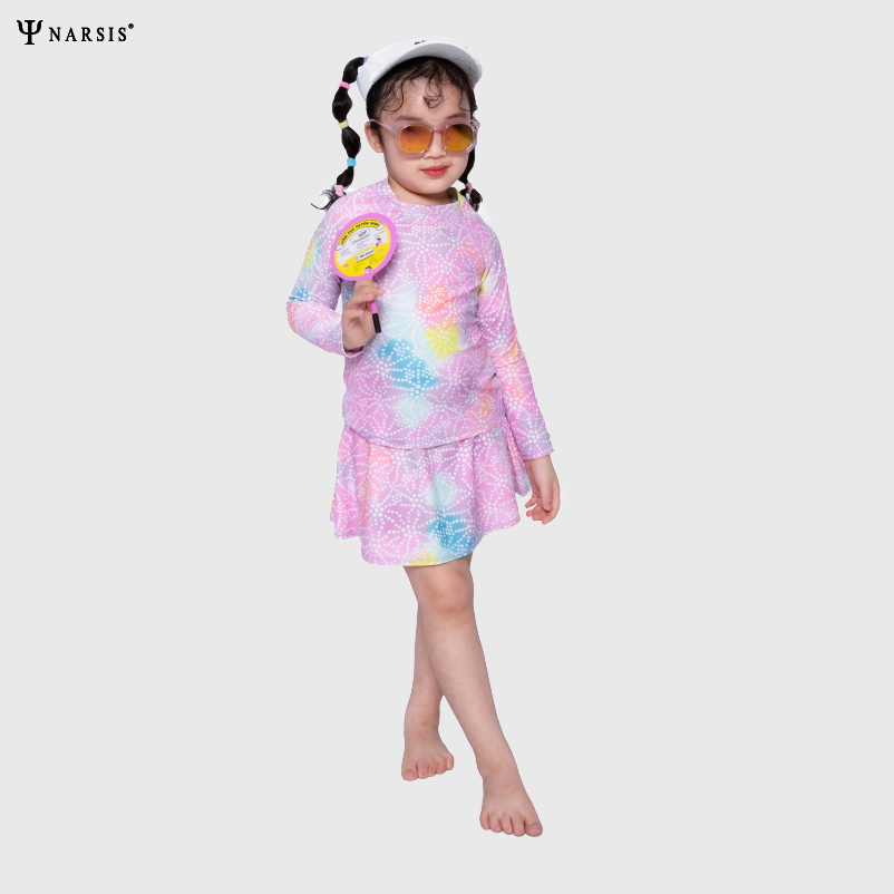 BỘ BƠI 2 MẢNH BÉ GÁI MÀU HỒNG CỰC XINH BỘ ĐỒ BƠI KÍN ĐÁO KA23005 NARSIS CHẤT LIỆU THOÁNG MÁT, DỄ ...