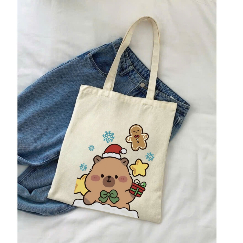 Túi Tote Capybara-Túi vải canvas có túi phụ và khoá kéo đựng vừa A4 và laptop (33x37cm) - TOTE02_thumbnail_22