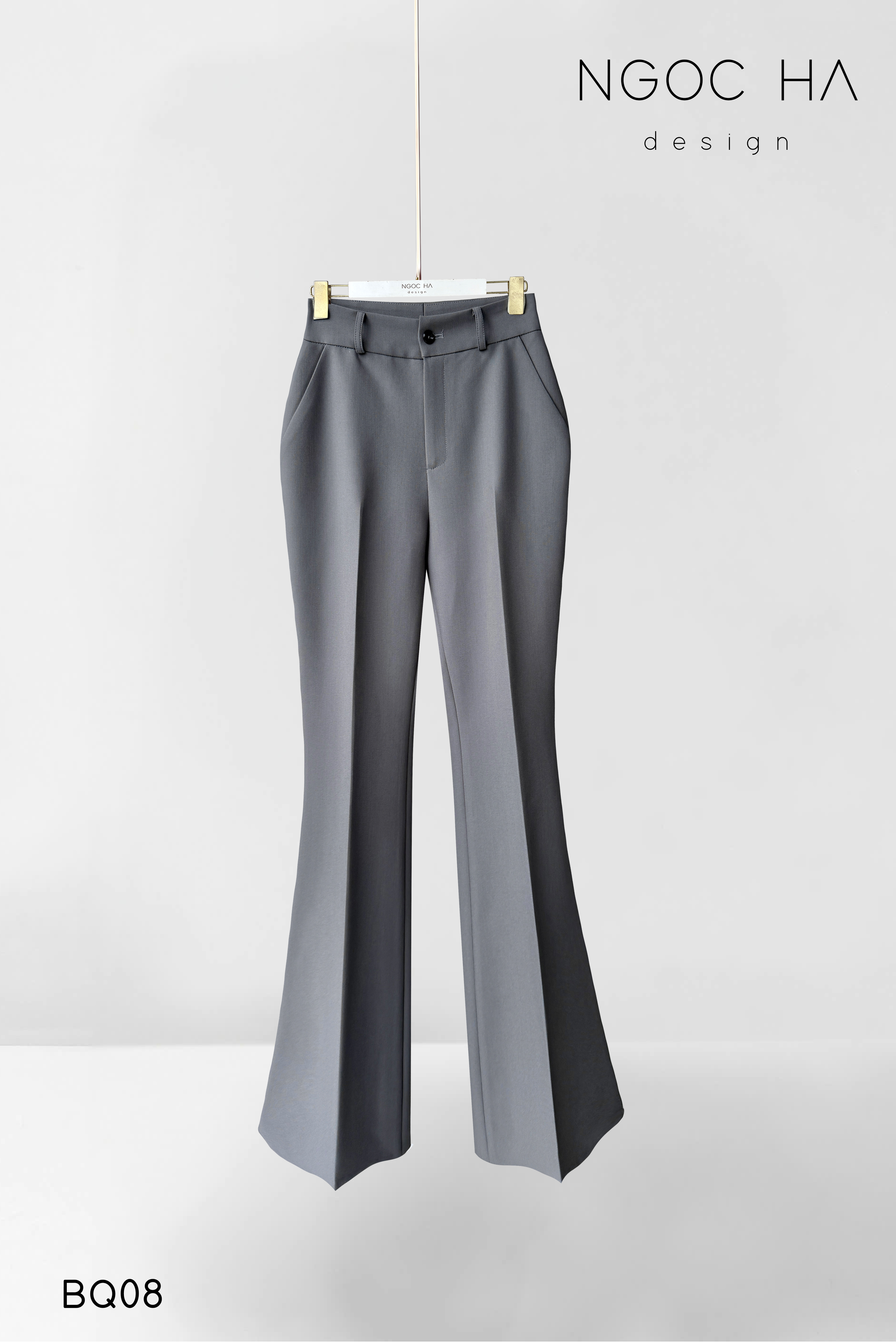 Darling Set_ Bộ Cộc Tay Mix Cổ Trắng Quần Loe Màu Ghi BQ08_thumbnail_6