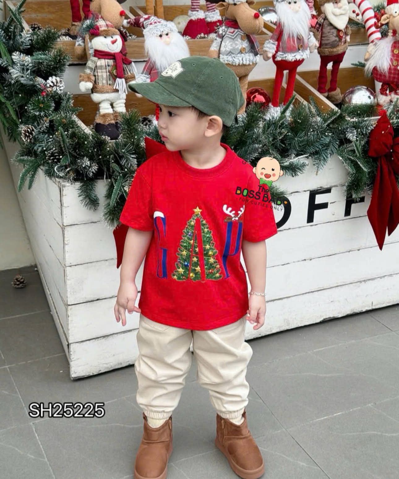 Set bộ kaki cộc đỏ be noel GAP