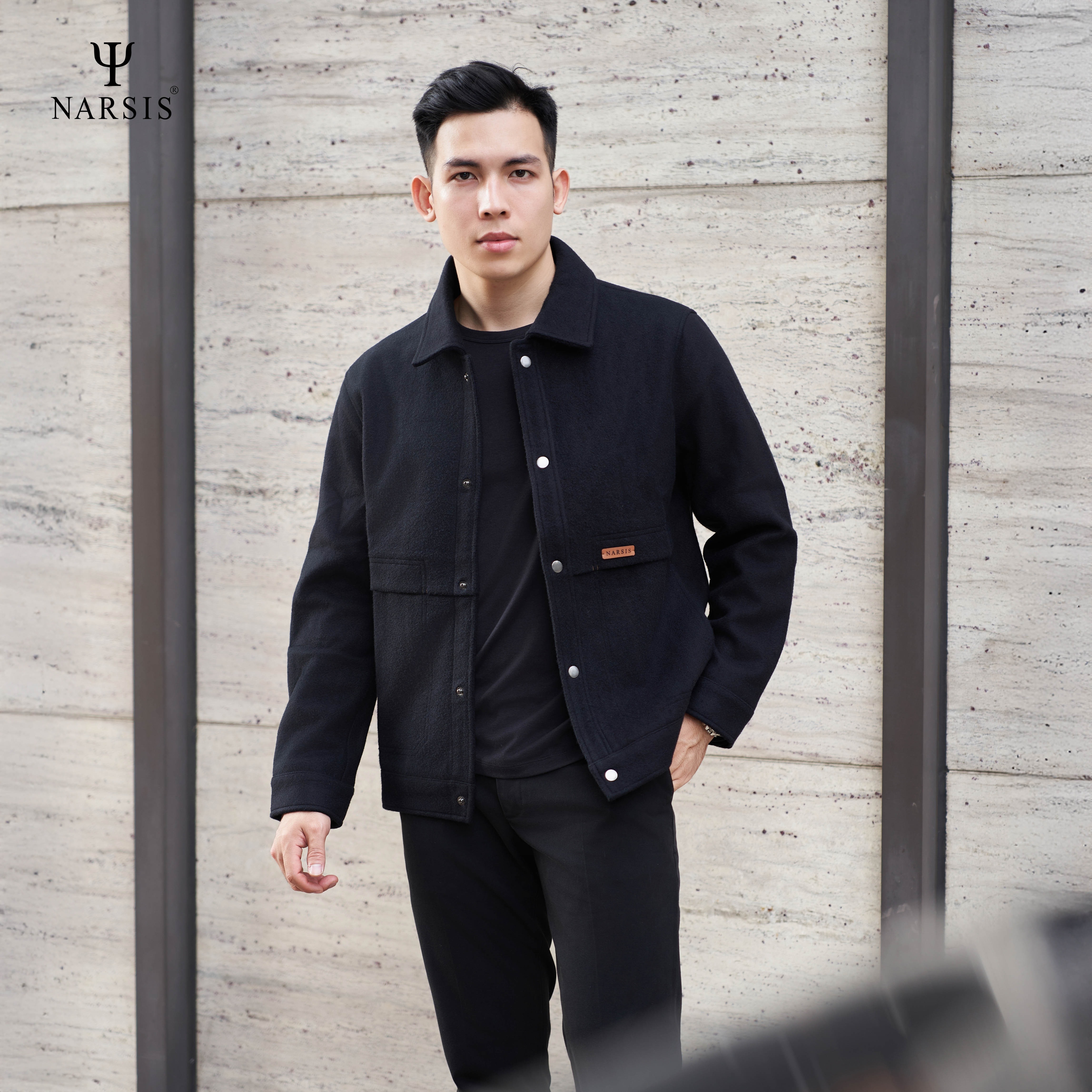 Áo Khoác Nam Narsis D24007 Thiết Kế Dạ Dài Tay Cổ Bẻ, Phong Cách Trẻ Trung, Lịch Lãm_thumbnail_2