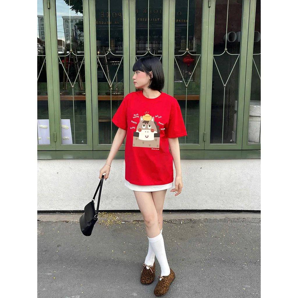 Áo thun form rộng Miucho vải dày dặn thoáng mát tôn dáng chú ngựa ngây ngô in mix 2910_thumbnail_5