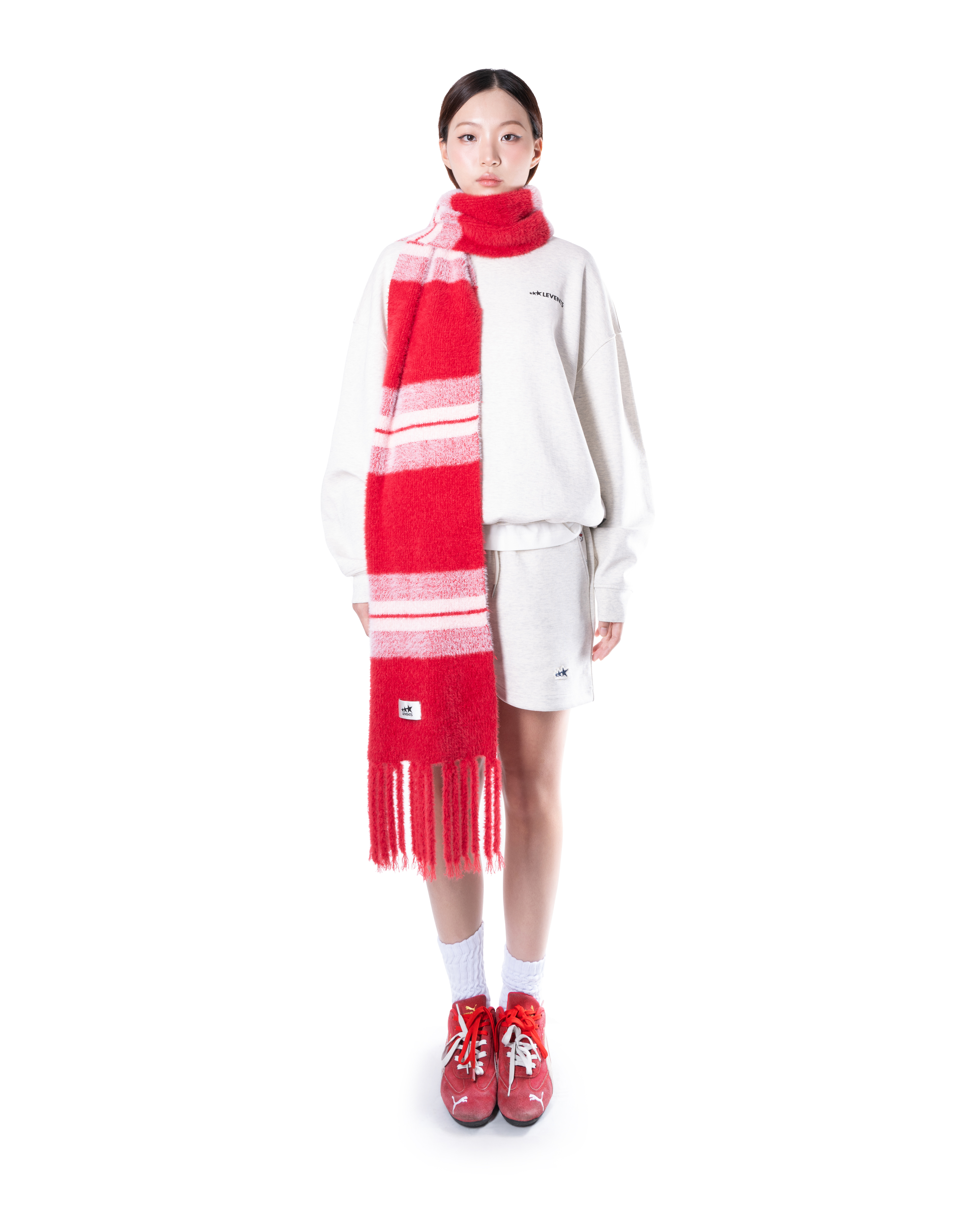 Levents® Striped Fur Knit Scarf