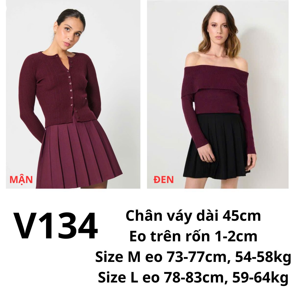 V134- CHÂN VÁY XẾP LY