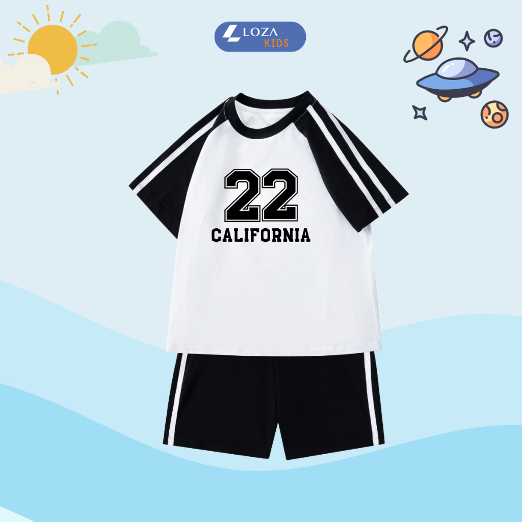 Đồ bộ bé trai phối viền in số '22 California' - Loza BF370_thumbnail_4