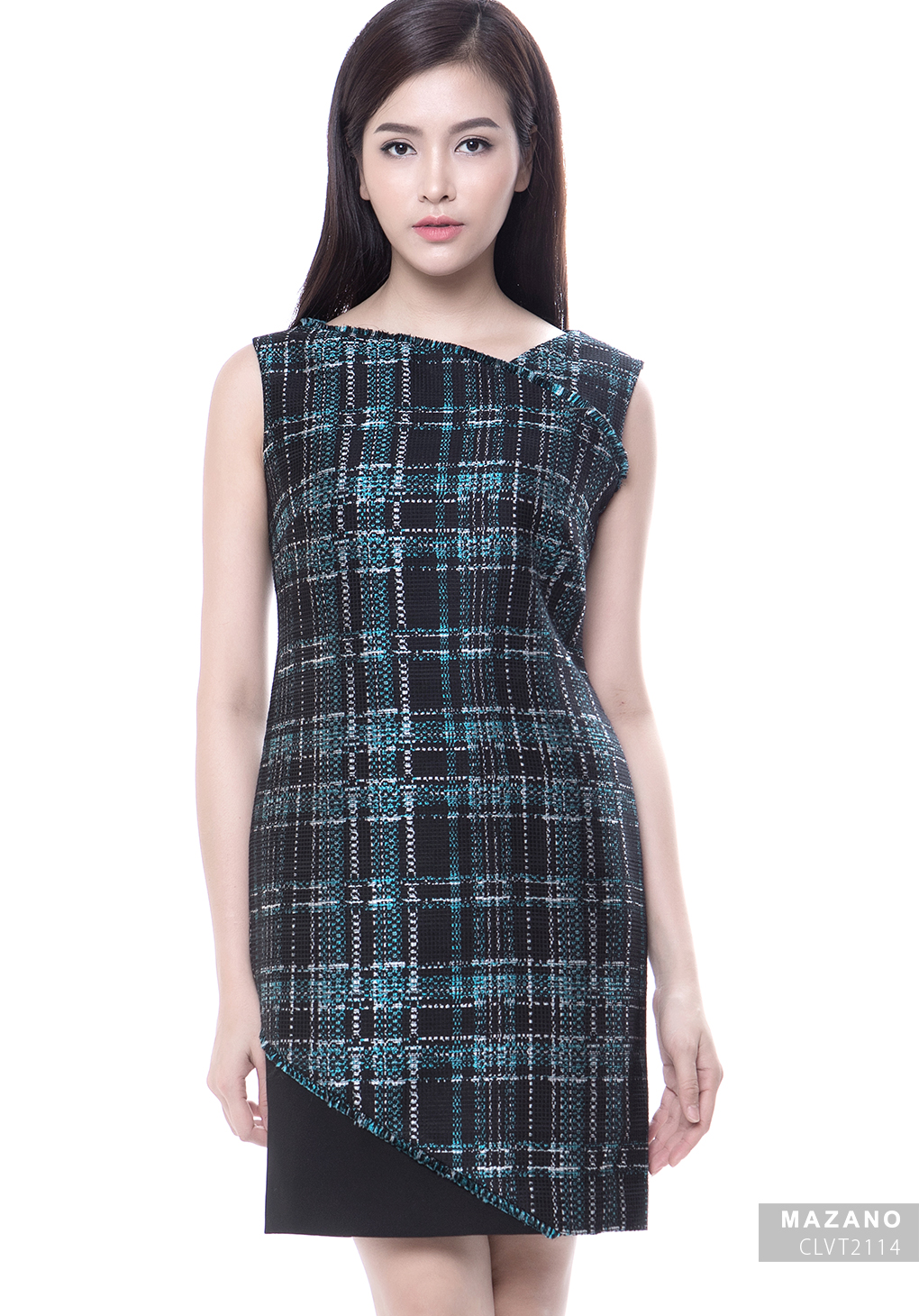 Đầm kẻ xanh phối chân cách điệu_thumbnail_4