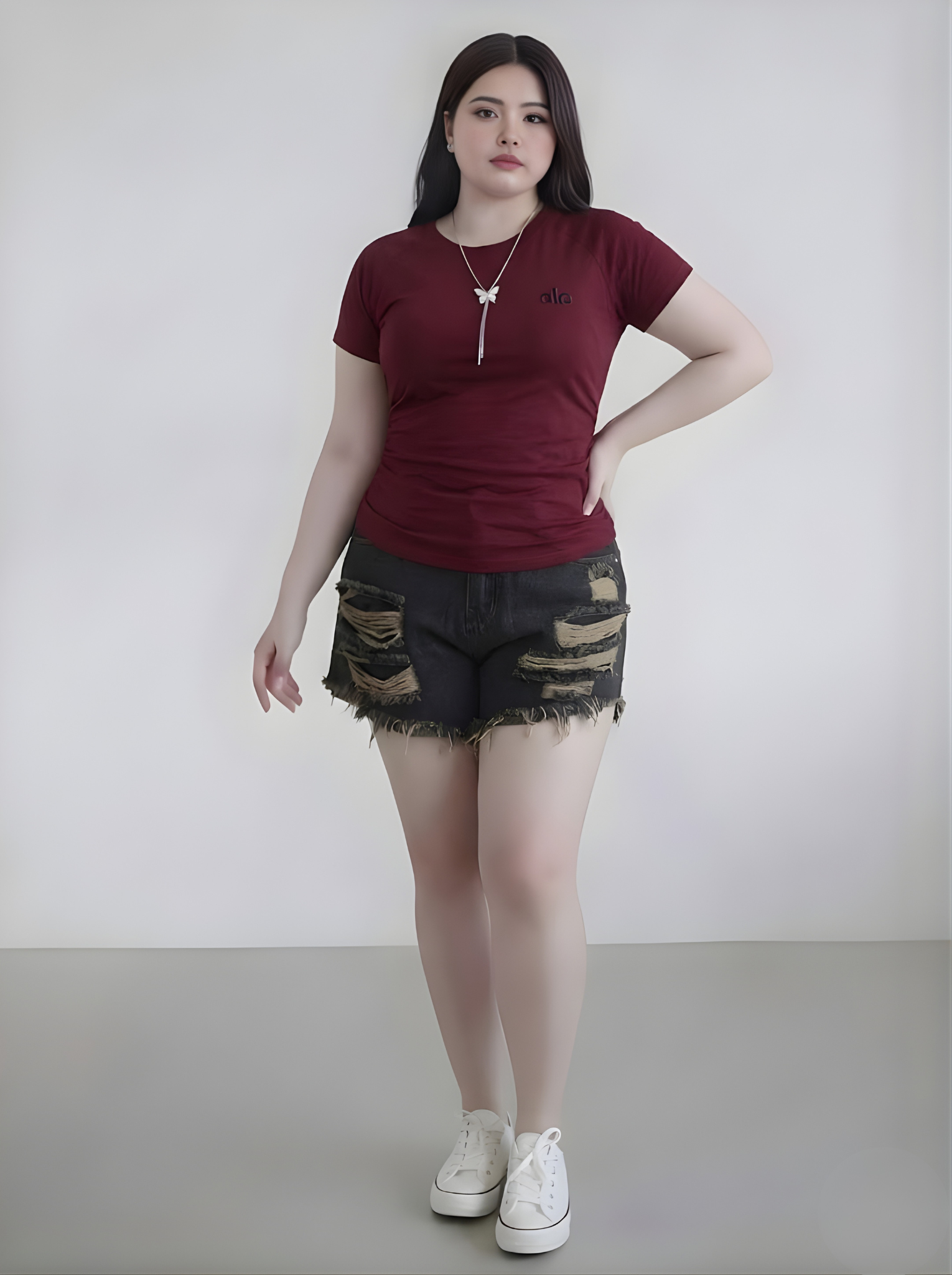 BIGSIZE- Quần short rách xếp lai T- QSJ10031