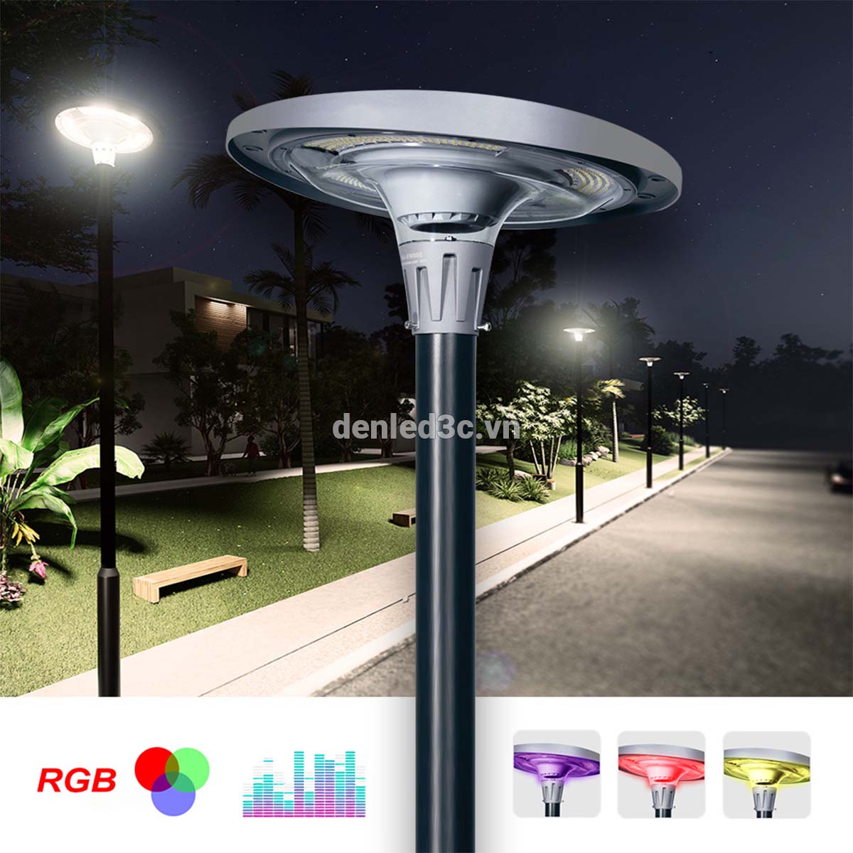 Đèn Năng Lượng Mặt Trời UFO Đĩa Tròn RGB Điều khiển App điện thoại_thumbnail_3