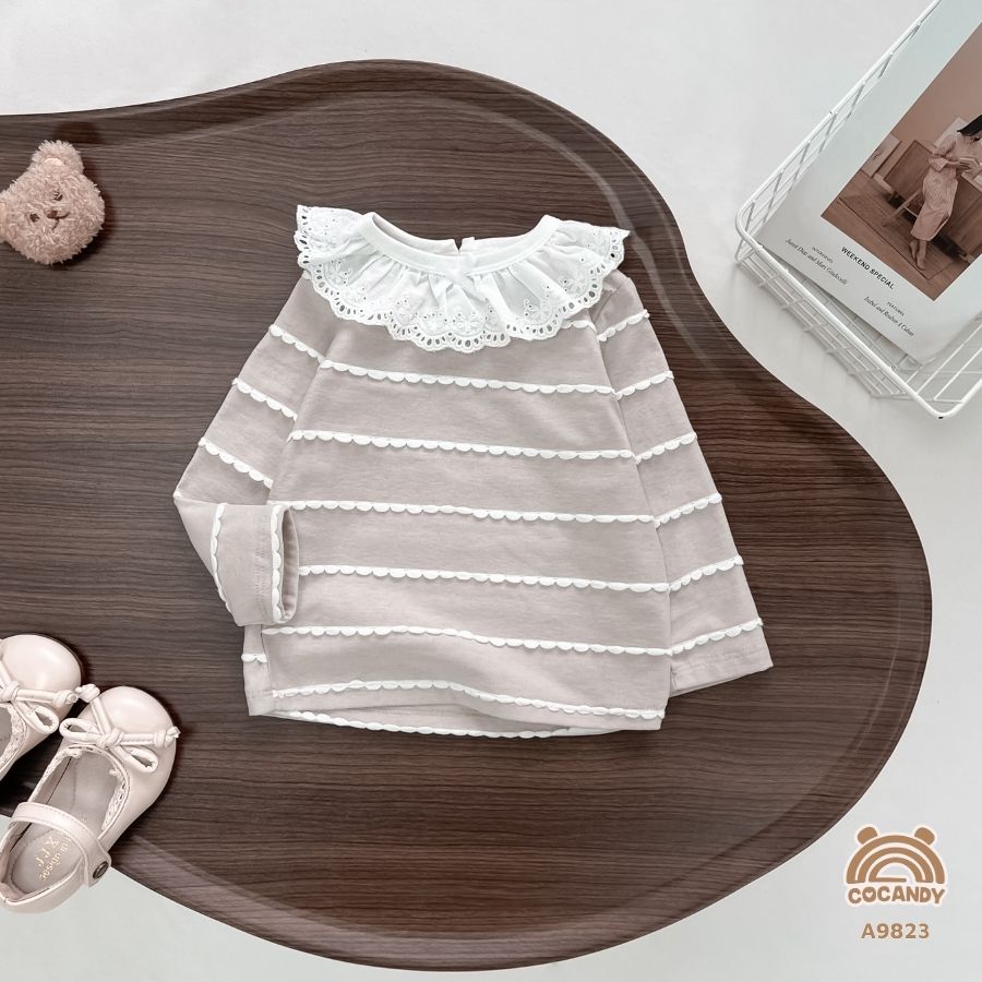 Áo dài NÂU sóng nhún bèo cổ_thumbnail_1