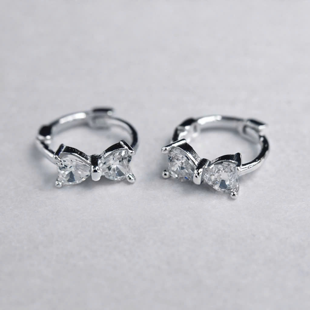 Khuyên vòng bạc si kim nơ trắng size 6