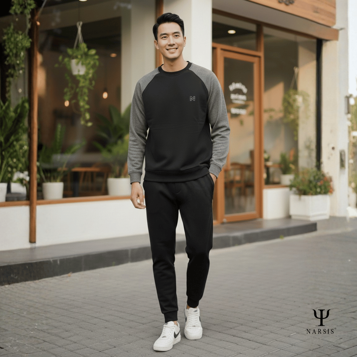 Bộ Thu Đông Nam Cotton Nỉ NARSIS Cao Cấp E25014, Bộ Đồ Nam Dài Tay Giữ Ấm, Form Thể Thao Trẻ Trung_thumbnail_4