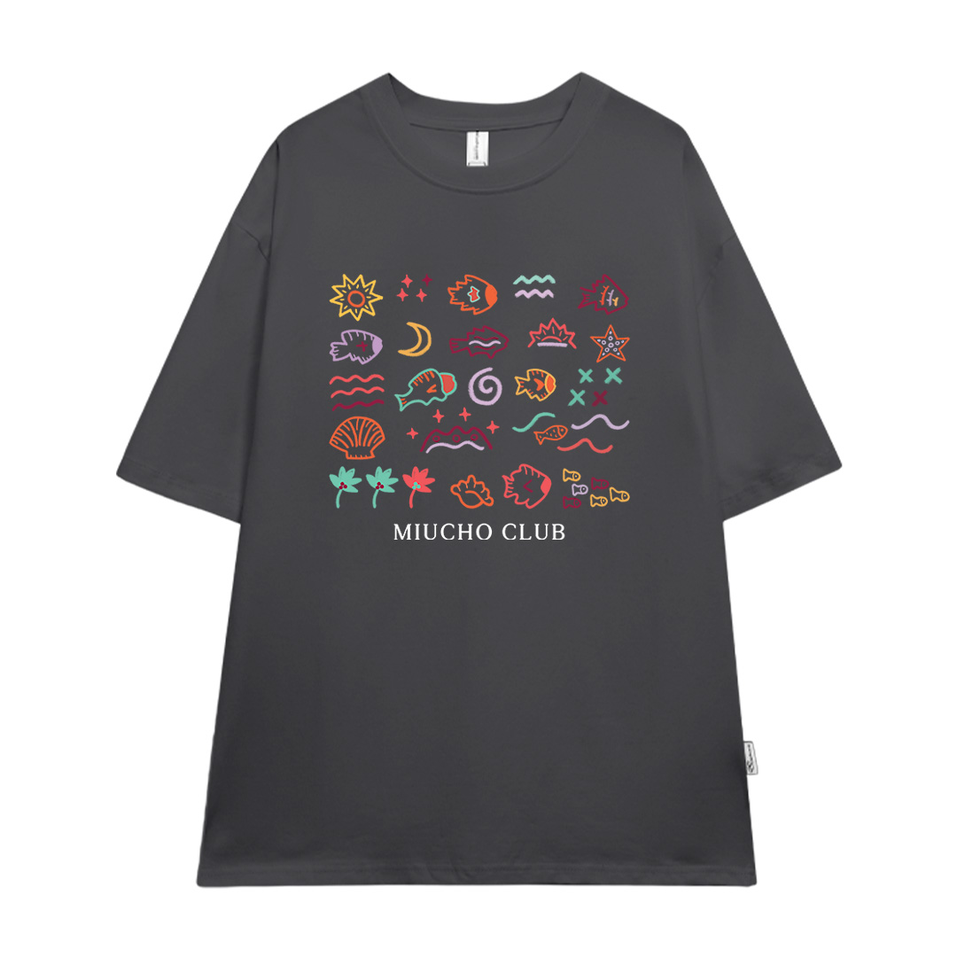 Áo thun form rộng unisex mùa hè ATD1041 Miucho vải cotton tay lỡ cổ tròn in artwork_thumbnail_14