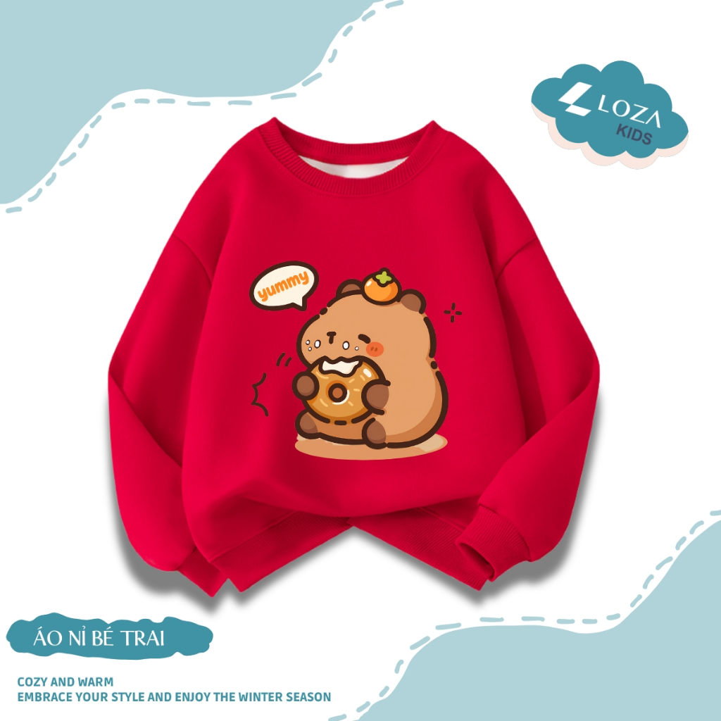 Áo sweater bé trai in hình Capybara nhiều hình đáng yêu - Loza Kids IN006_thumbnail_4