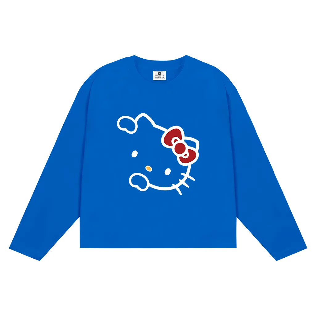 Áo thun boxy local brand Miucho cotton dày dặn thoáng mát tay dài cổ tròn Kitty in mix 2688_thumbnail_16