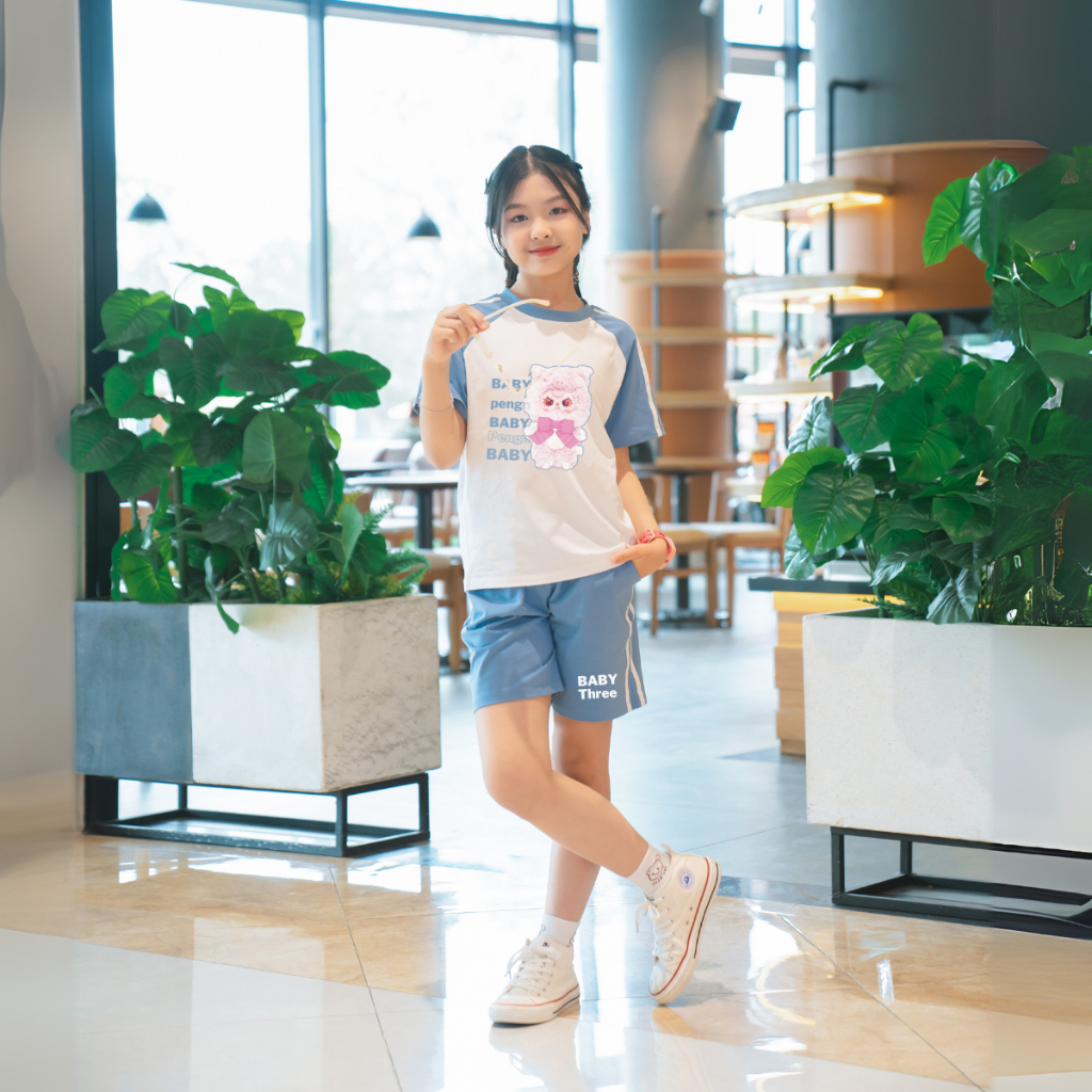 Đồ bộ bé gái phối viền in hình Baby Three - Loza Kids BF331_thumbnail_2