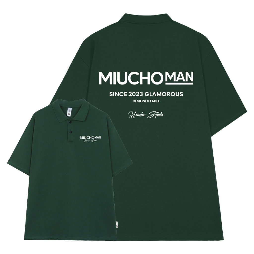 Áo polo nam form rộng PLD392 Miucho Man cotton cổ trụ in typography_thumbnail_11