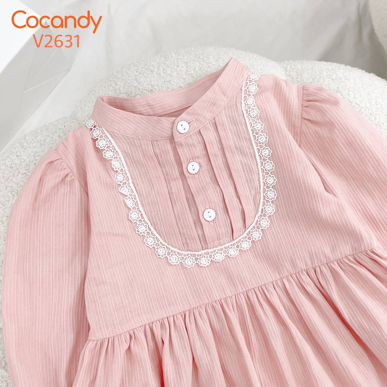 Váy dài HỒNG cổ tàu phối ren TRẮNG_thumbnail_3