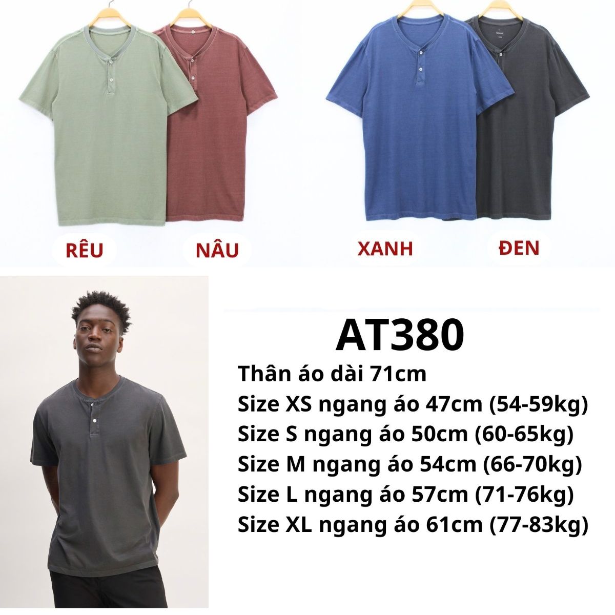 AT380- ÁO THUN NAM WASH