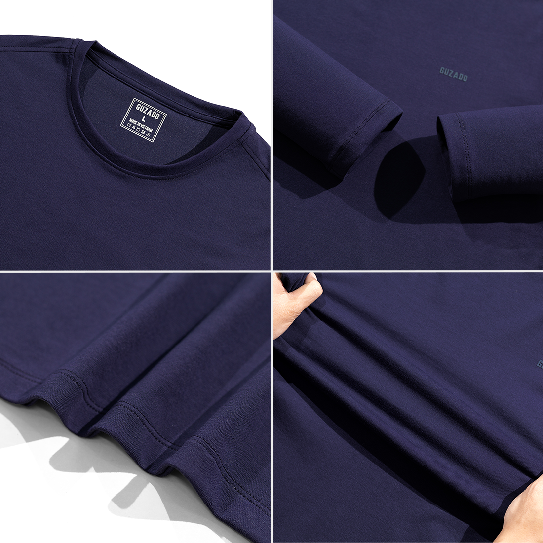 Áo Dài Tay Cotton CVC GUZADO Form Basic GDT03