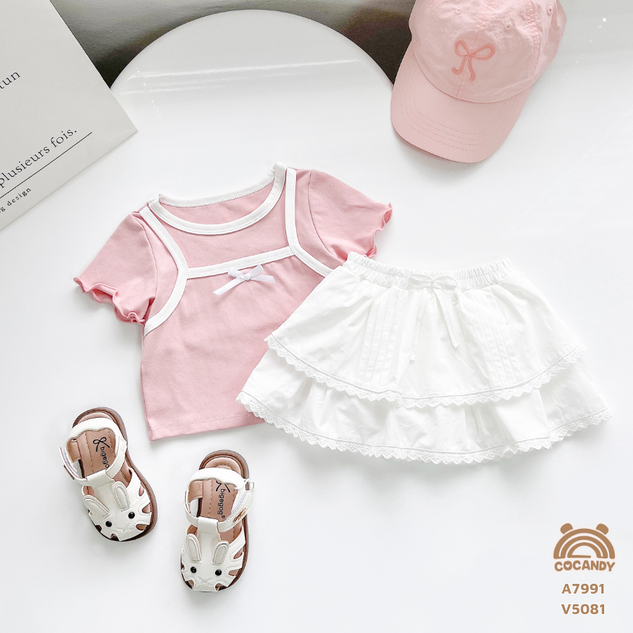 Váy cộc thô TRẮNG 2 tầng