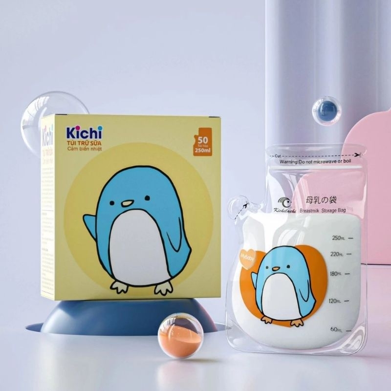 Túi Trữ Sữa Cảm Biến Nhiệt plus 250ml có vòi KICHI