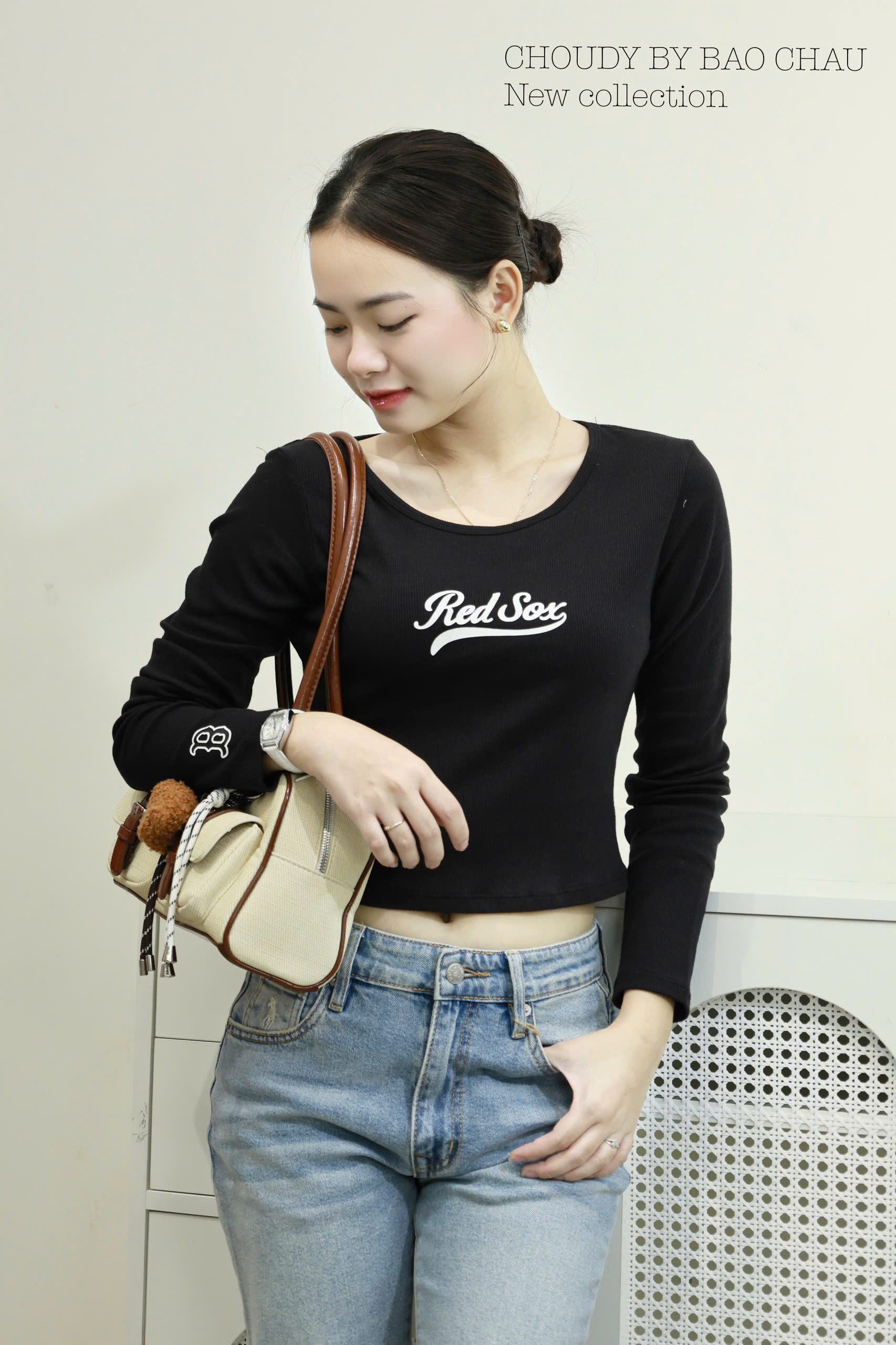 SALE A317 ÁO THUN TAY DÀI ĐEN_thumbnail_7