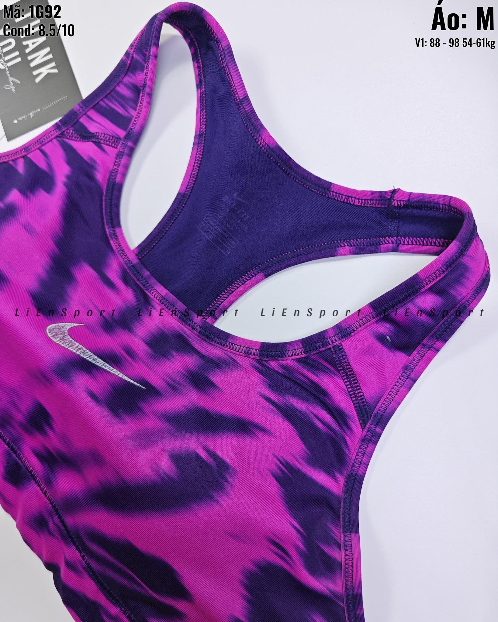 Nike Dri-FIT Áo bra thể thao Nữ Size M Tím xanh navy loang Auth 2nd Lưng chữ X năng động Co giãn tốt Thấm hút mồ hôi Tặng kèm mút rời Phù hợp gym yoga chạy bộ Mã:1G92