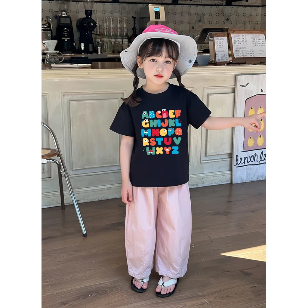 Áo thun cho bé Bảng chữ cái Kado vải cotton thoáng mát mềm mại tay ngắn cổ tròn in artwork 2928_thumbnail_2