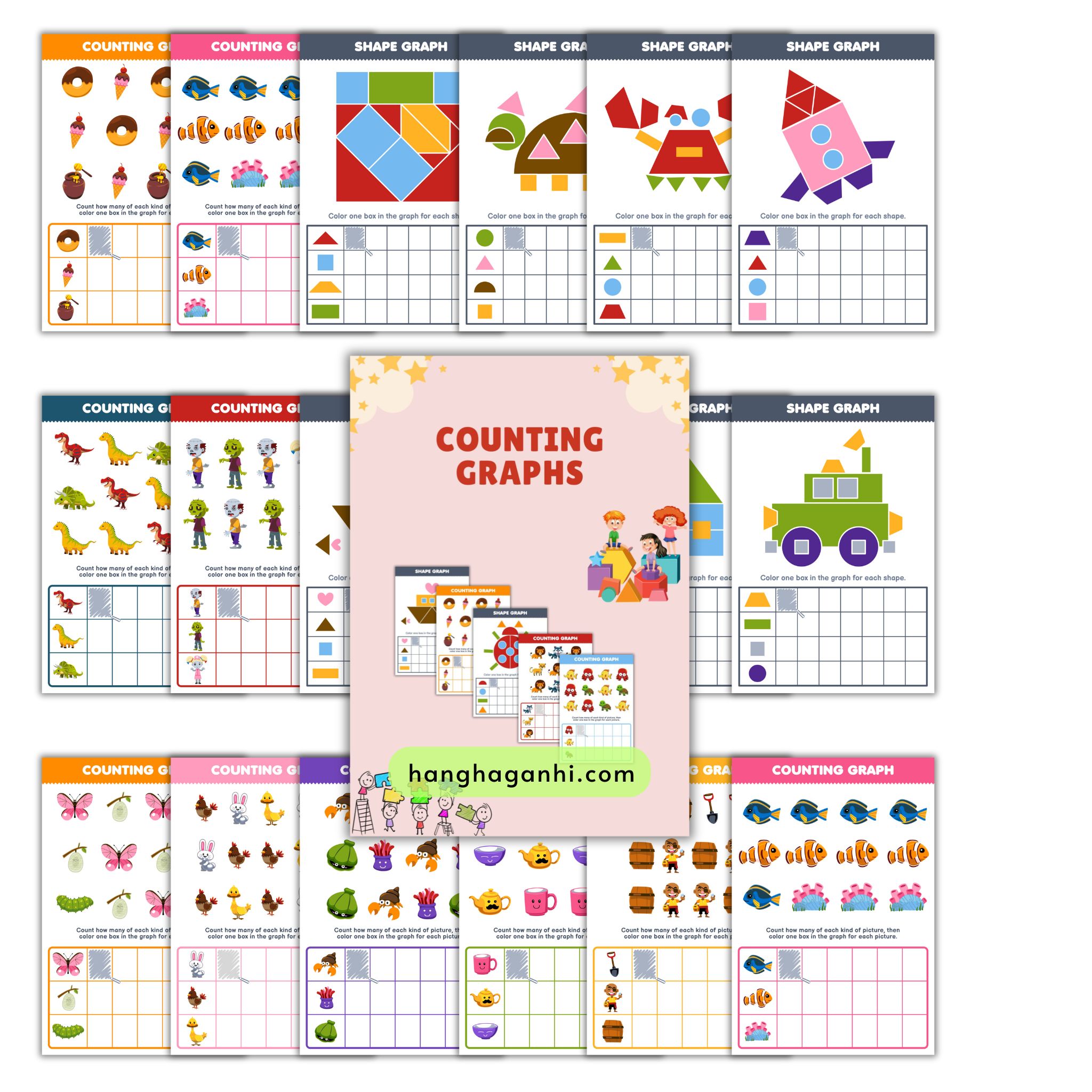 Học liệu Counting Graphs viết xóa tặng kèm bút