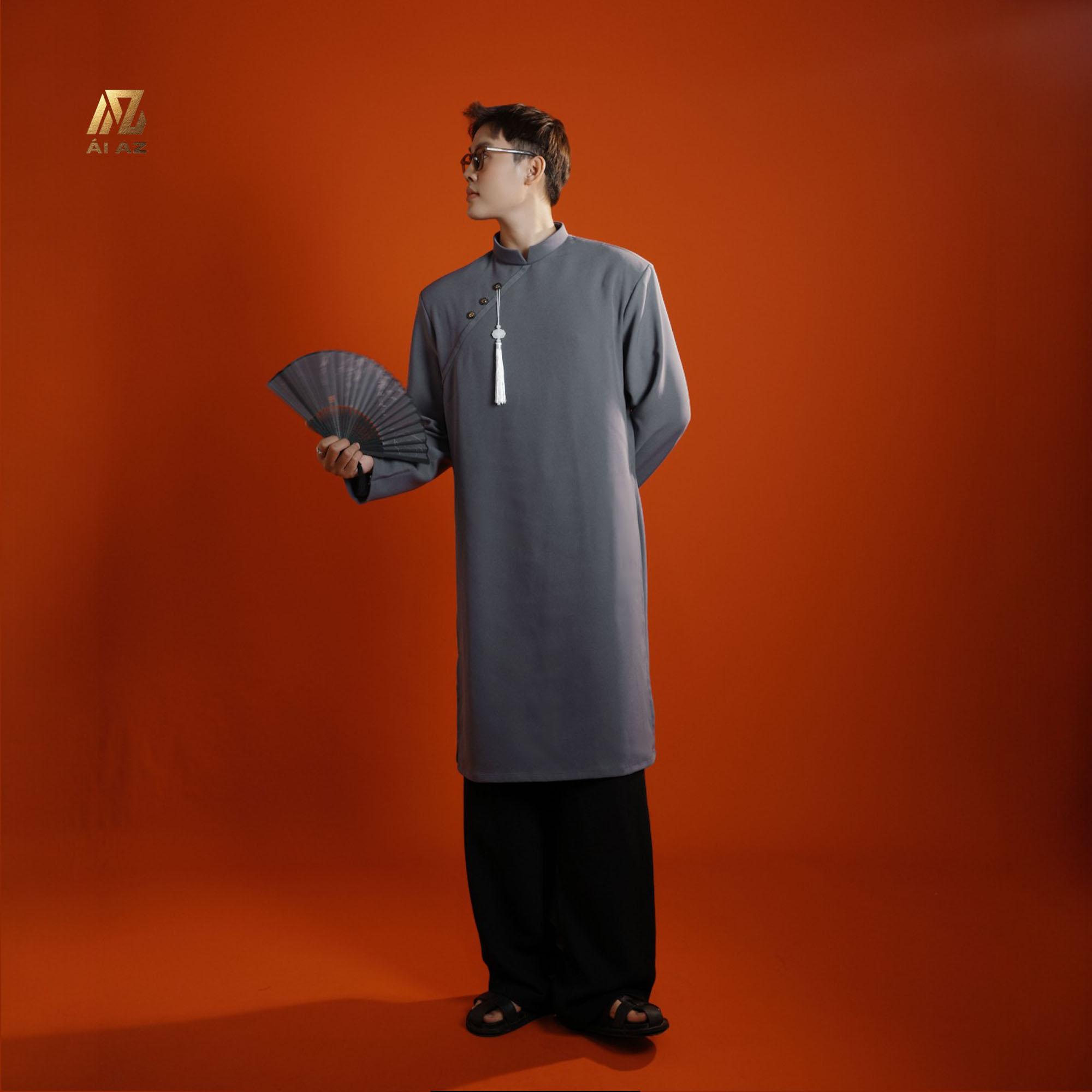 Áo Dài Nam Cách Tân Vài Cotton Hàn-Mặc Tết, Chụp Ảnh KT01