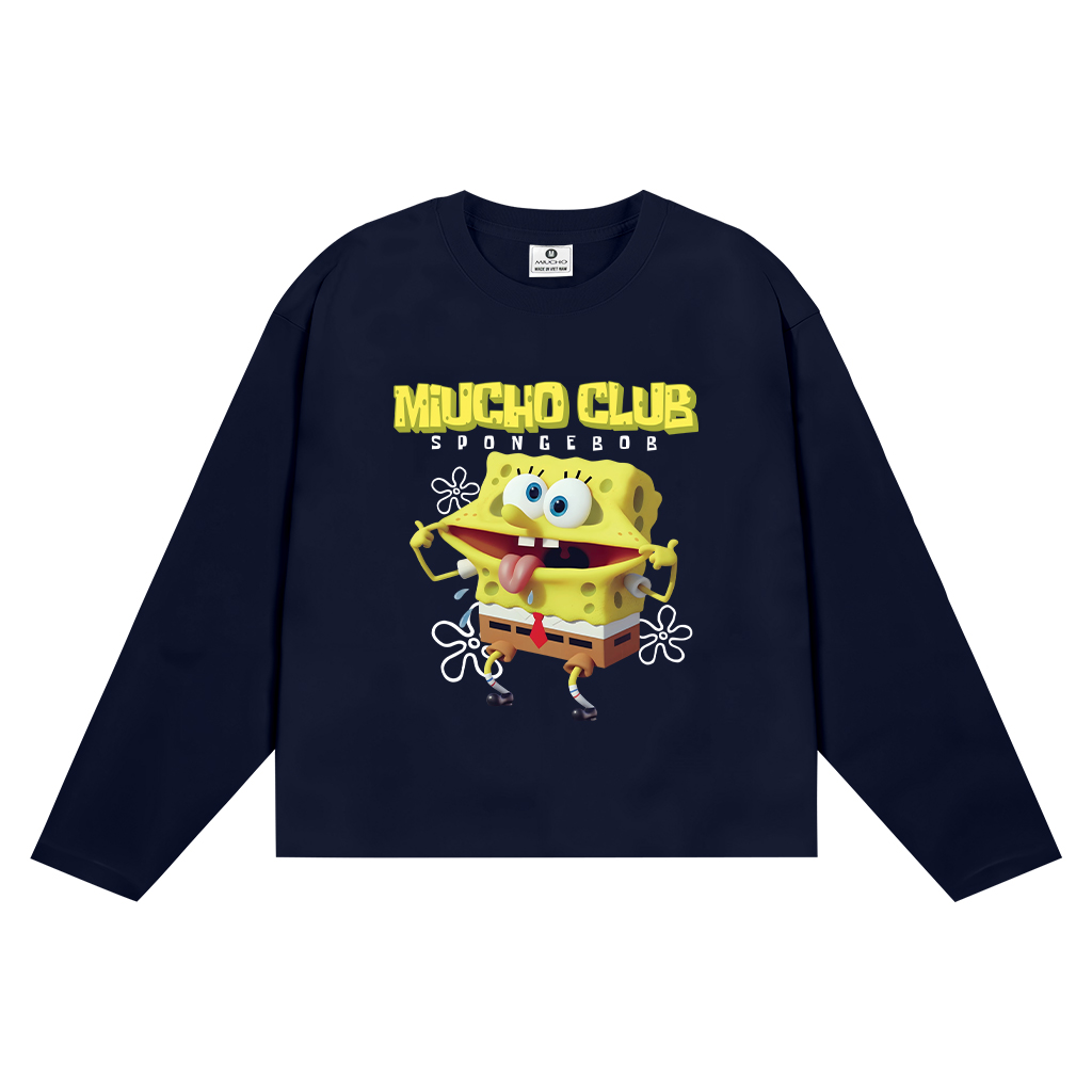 Áo thun boxy tay dài unisex in cartoon 2643 Miucho vải cotton thoáng mát chuẩn form dễ phối đồ