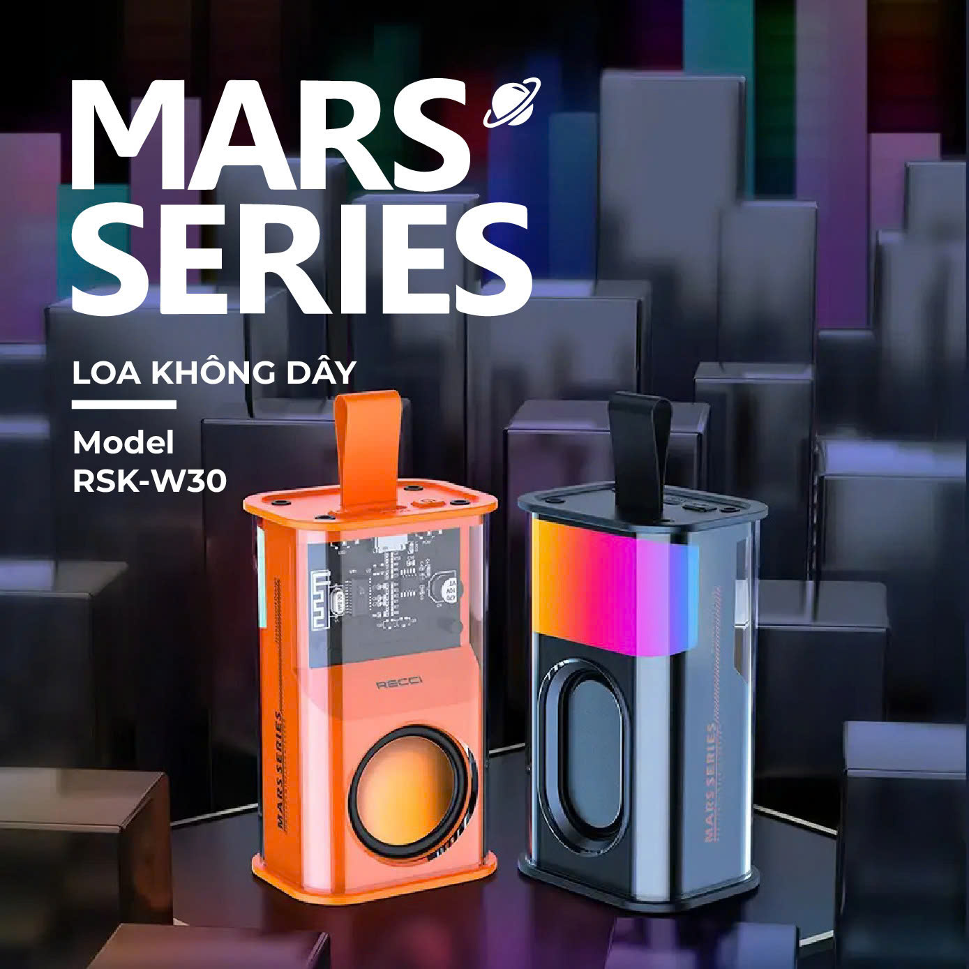 Loa Bluetooth Recci - RSK-W30-BLACK & ORANGE