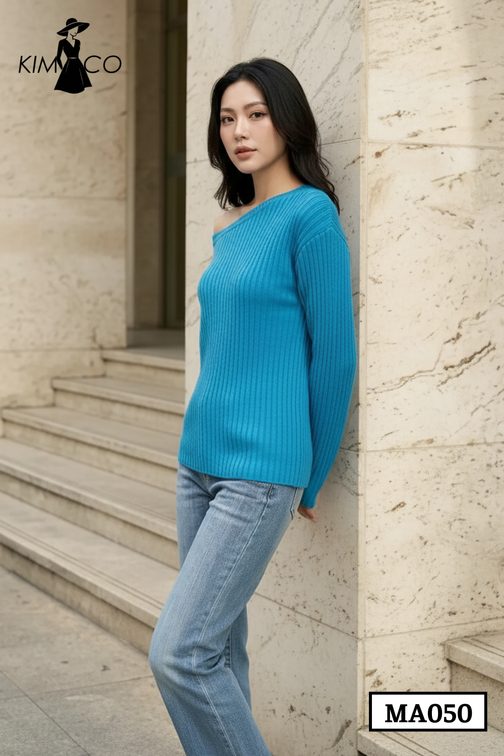 Áo Len Lệch Vai Gân Xanh Ngọc - MA050_thumbnail_2
