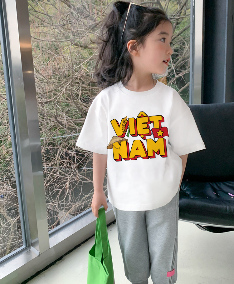 Áo thun Việt Nam tôi yêu cho bé gái form rộng 2134 Miucho Kid vải cotton thoáng mát co giãn in mix_thumbnail_5