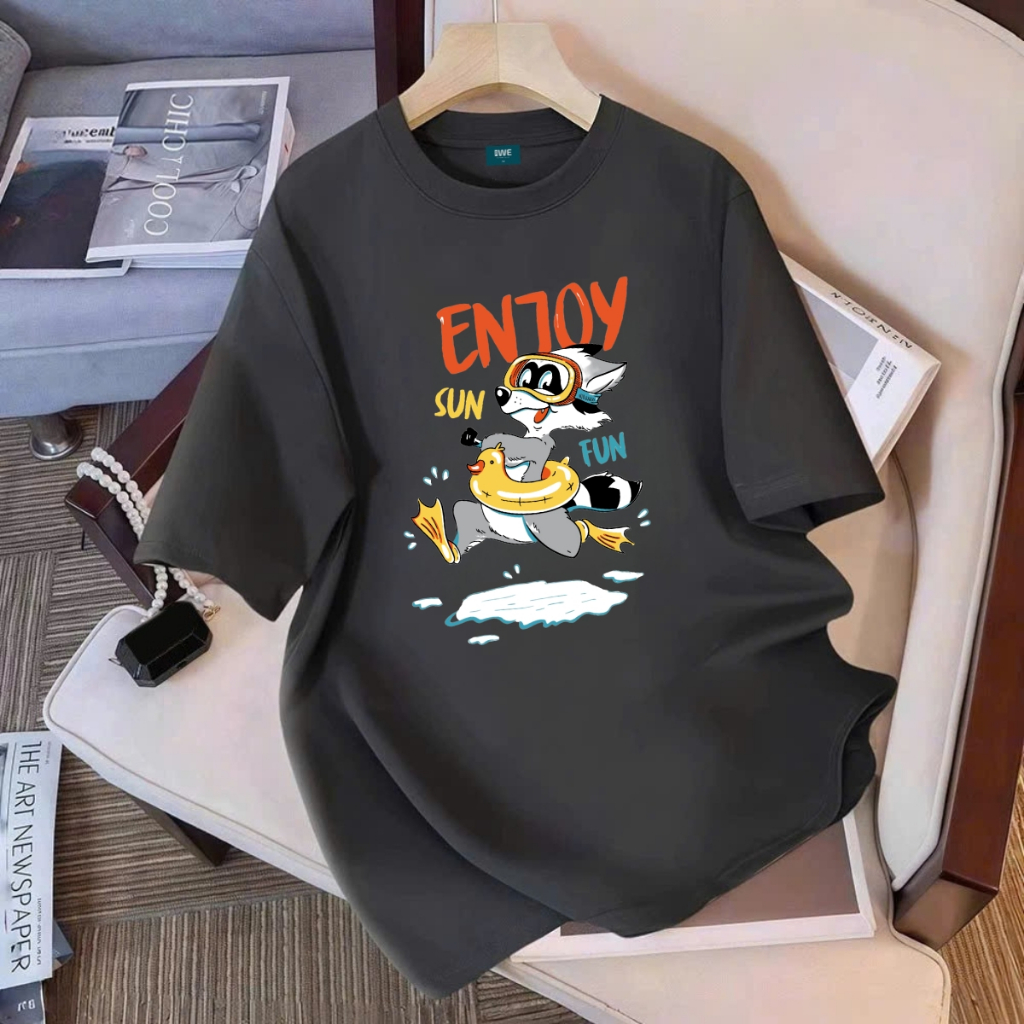 Áo thun unisex UX30-1184 ENJOY cáo đeo phao vịt dáng oversized local brand WETEE_thumbnail_4