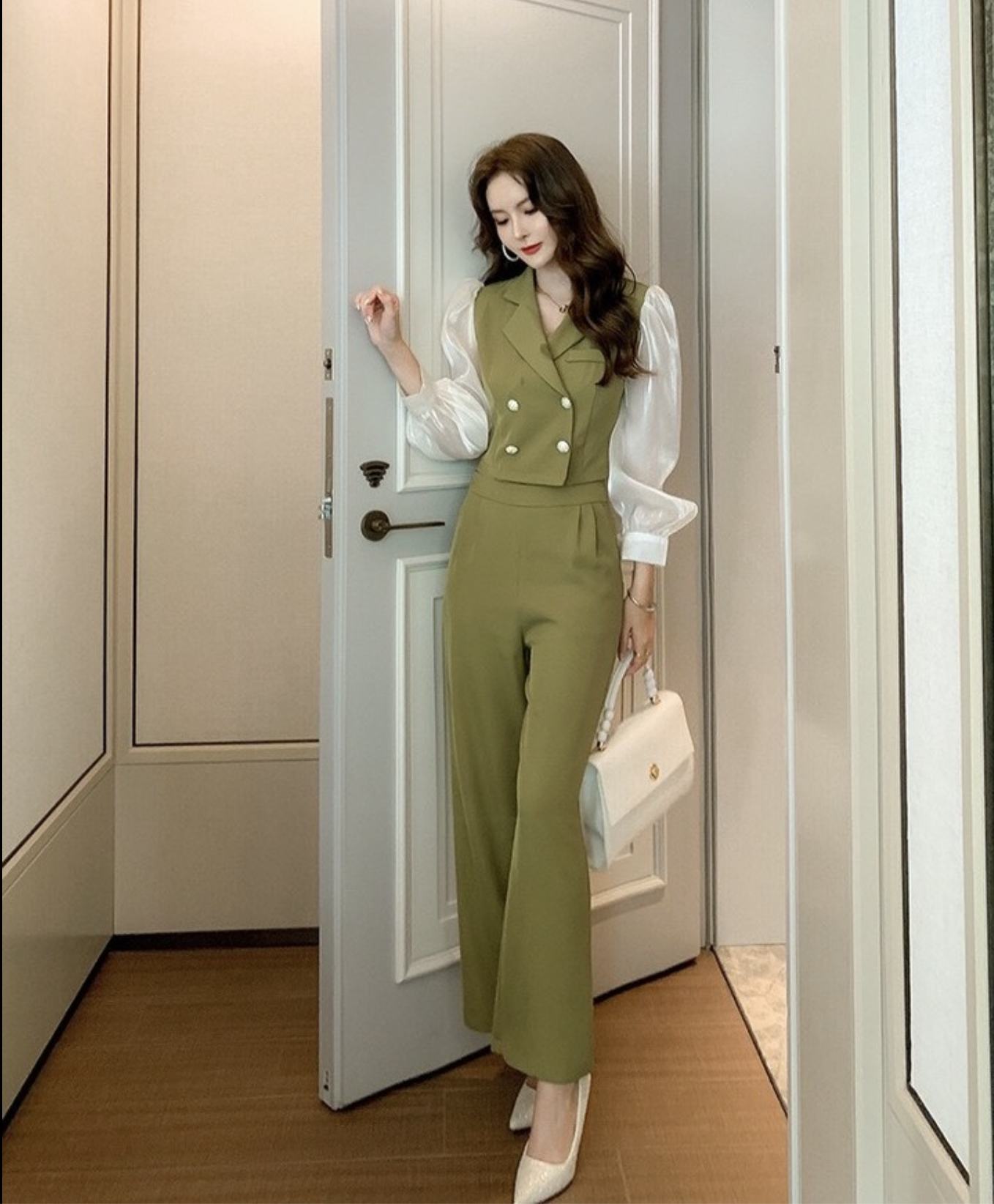 Set bộ Vest lửng phối màu Stye HQ