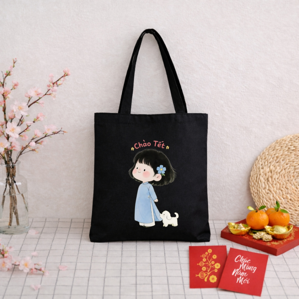 Túi Tote BST Bé gái Tết 2026 - Túi vải canvas có túi phụ và khoá kéo đựng vừa A4 và laptop (33x37cm) - TOTE34_thumbnail_11