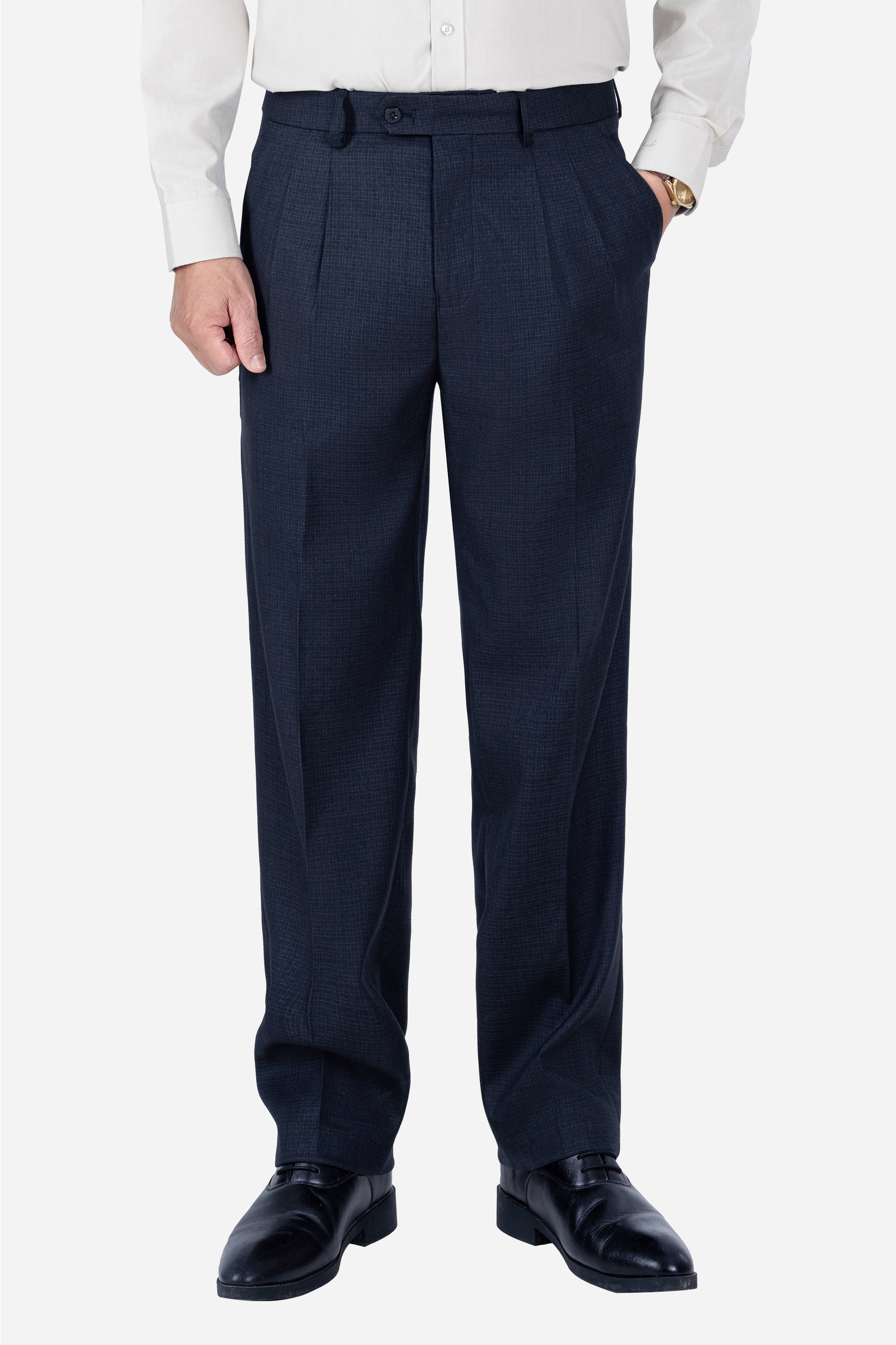 Quần Âu 2 Li Nam Trung Niên ANCHI Chất Liệu Cotton Cao Cấp Phom Suông Ống Rộng Màu Xanh Đen