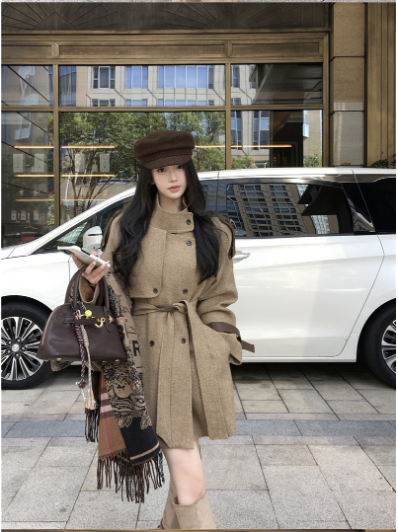 Áo Măng Tô Dạ Dáng Ngắn Thắt Eo Thanh Lịch_thumbnail_6