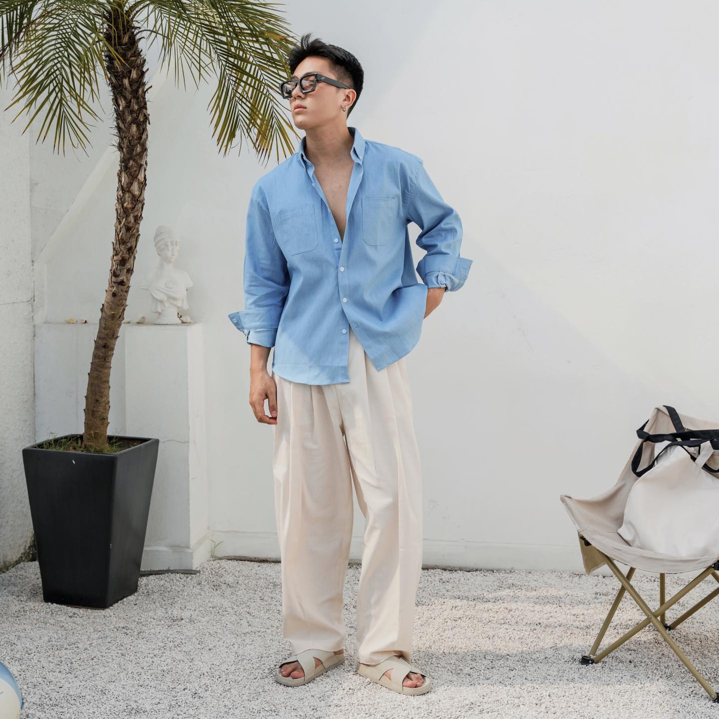 Áo Sơ Mi Dài Tay Jackson Vải Denim Form Relaxed_thumbnail_3