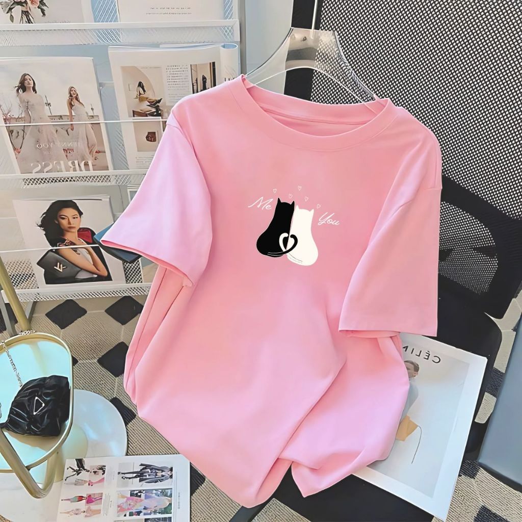 [Form Rộng] Áo thun nữ nhiều màu in hình mèo- LOZA RT8111