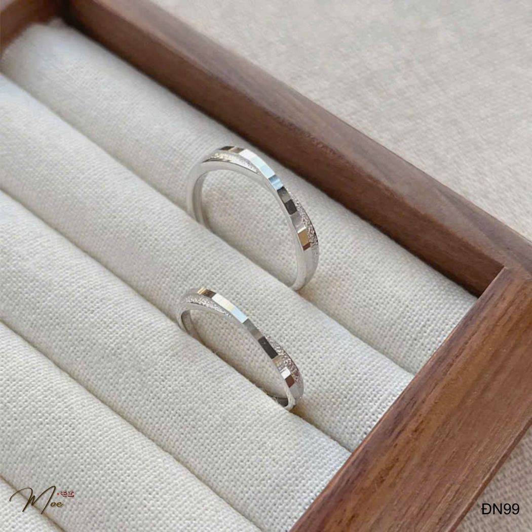 ĐN99 - Nhẫn đôi dải chéo vĩnh cửu basic (FREEsize CÓ KHẮC IN)
