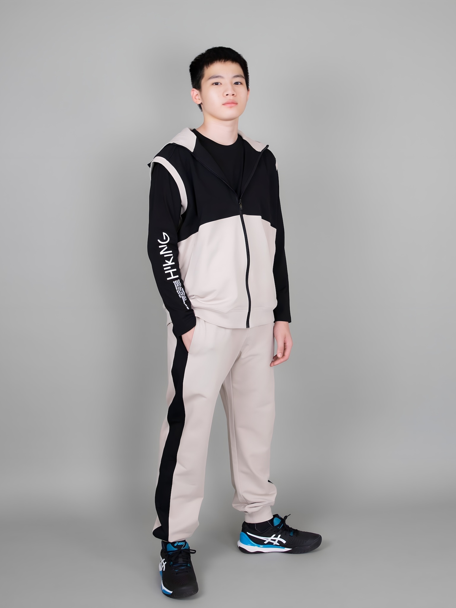 Quần nỉ da cá be phối dọc đen_thumbnail_3