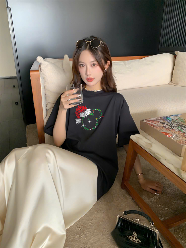 Áo thun nữ giáng sinh noel form vừa regular vải cotton 4c thoáng mát 1768 Miucho Chic Chic in artwork_thumbnail_4